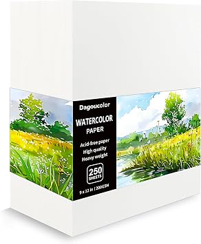 DagouColor Watercolor Paper, 200GSM - 30.5 * 22.9cm, 250 Sheet | Bulk Water Color Paper, For Artists Adults Boys Girls Students, Painting Drawing Mixed Media