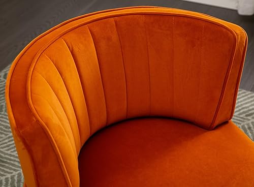 Miniatura 6 de Silla giratoria de terciopelo, moderna silla decorativa tapizada, silla redonda giratoria de 360 con base de metal dorado, cómoda silla de brazo