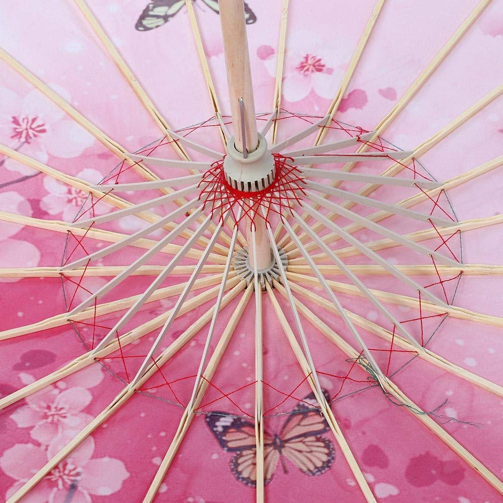 Olejowany papierowy parasol damski ręcznie robiony olejowany papierowy parasol wiatroodporny chiński klasyczny parasol taneczny (różowy)