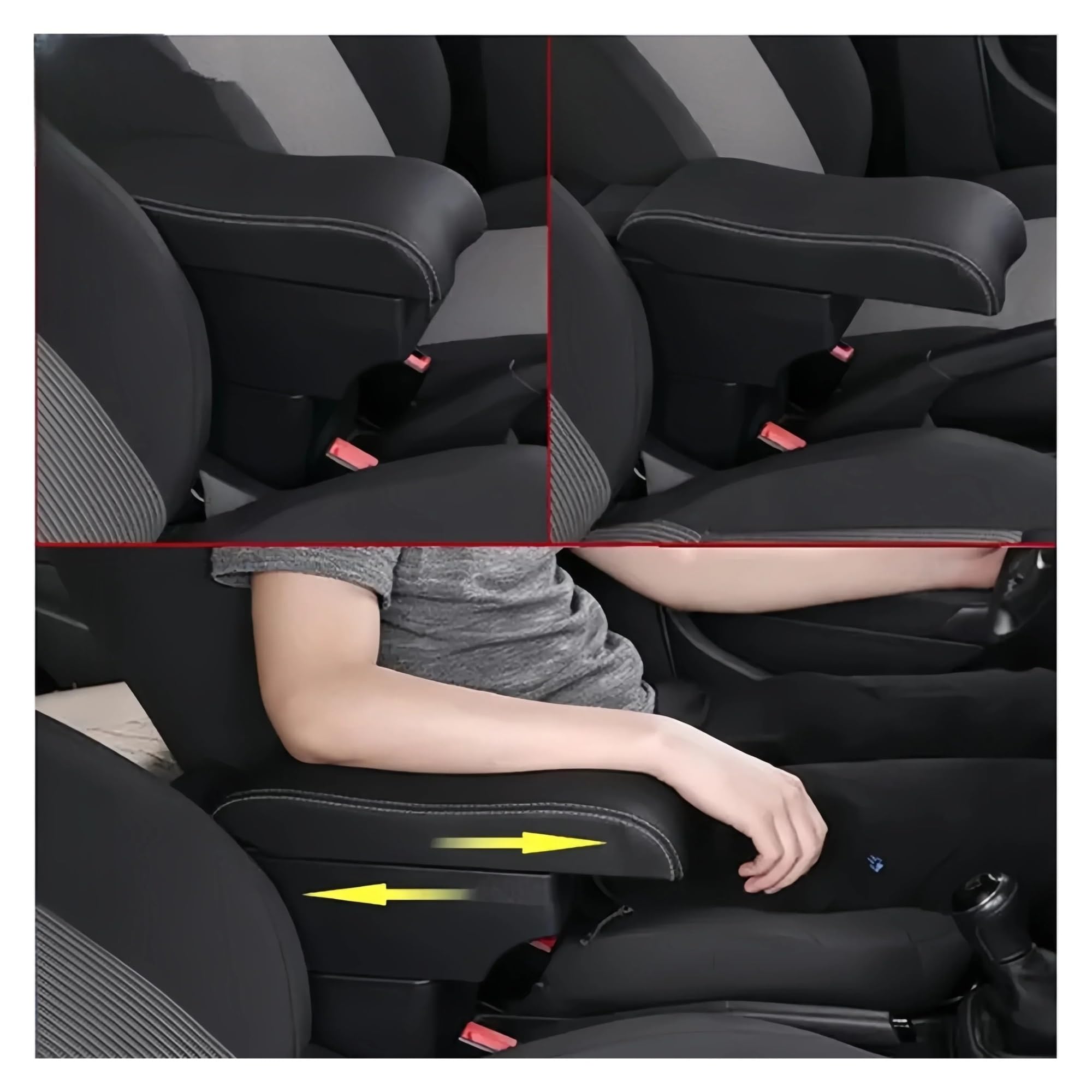Bracciolo portaoggetti universale per auto, in pelle, con porta USB