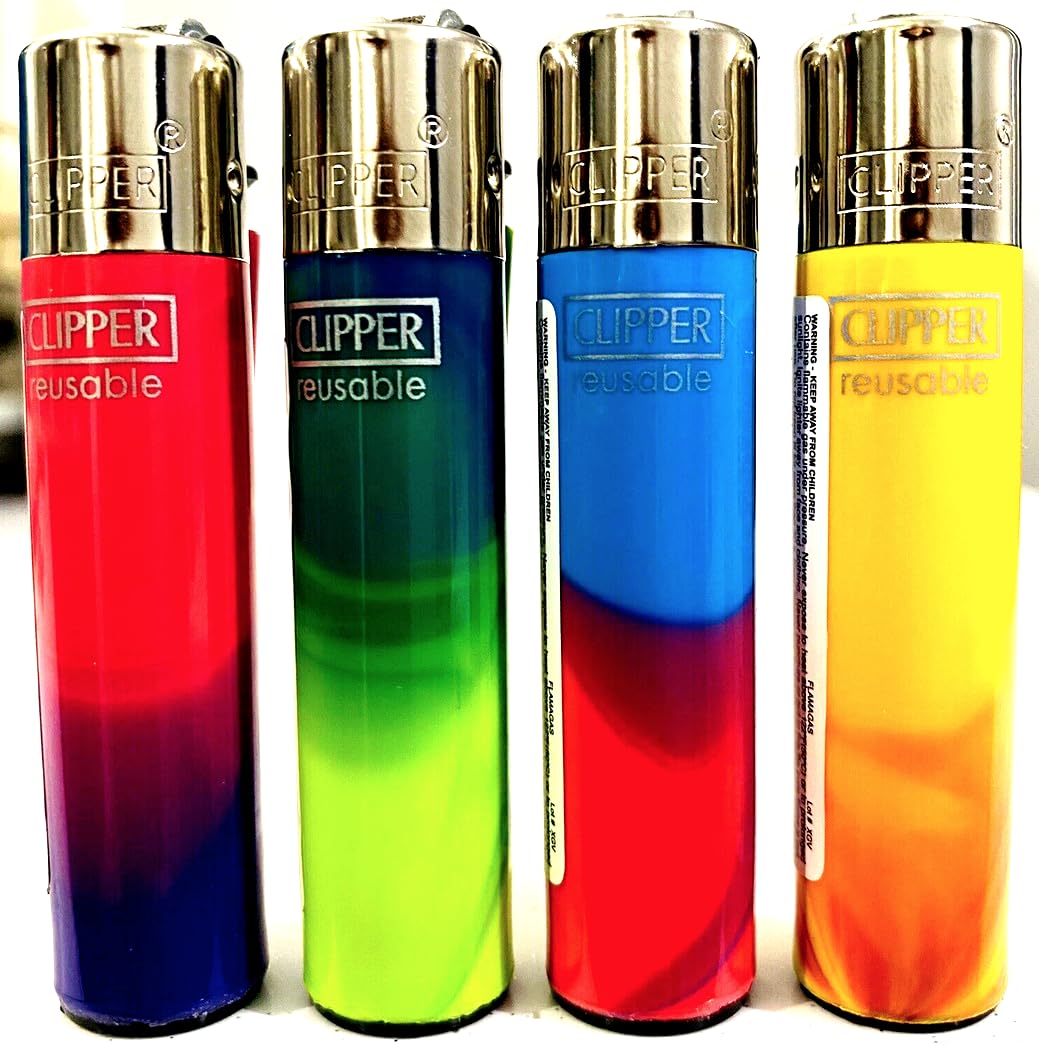 Clipper 4 x Mini Micro Small MARBLE STYLE Genuine Lighter Flint Gas Refillable Solid Colours (Mini Marble Design)