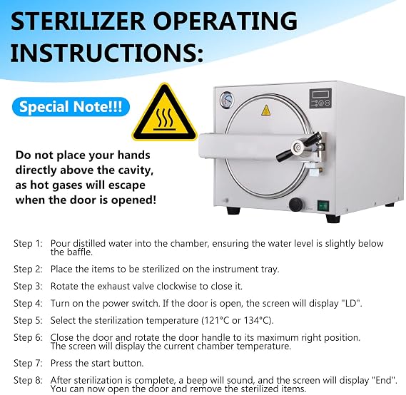 High Pressure Performance Steam, High Temperature Steam Sterilizer, High Pressure Temperature Class N Lab Equipment, With 304 Stainless Steel Frame 18L-1100W