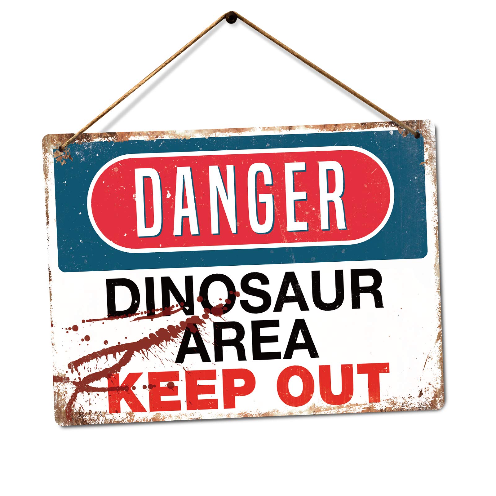 Toasted Merch Dinosaur Danger - Area – Medium Twine | Printed Metal Wall Sign Plaque