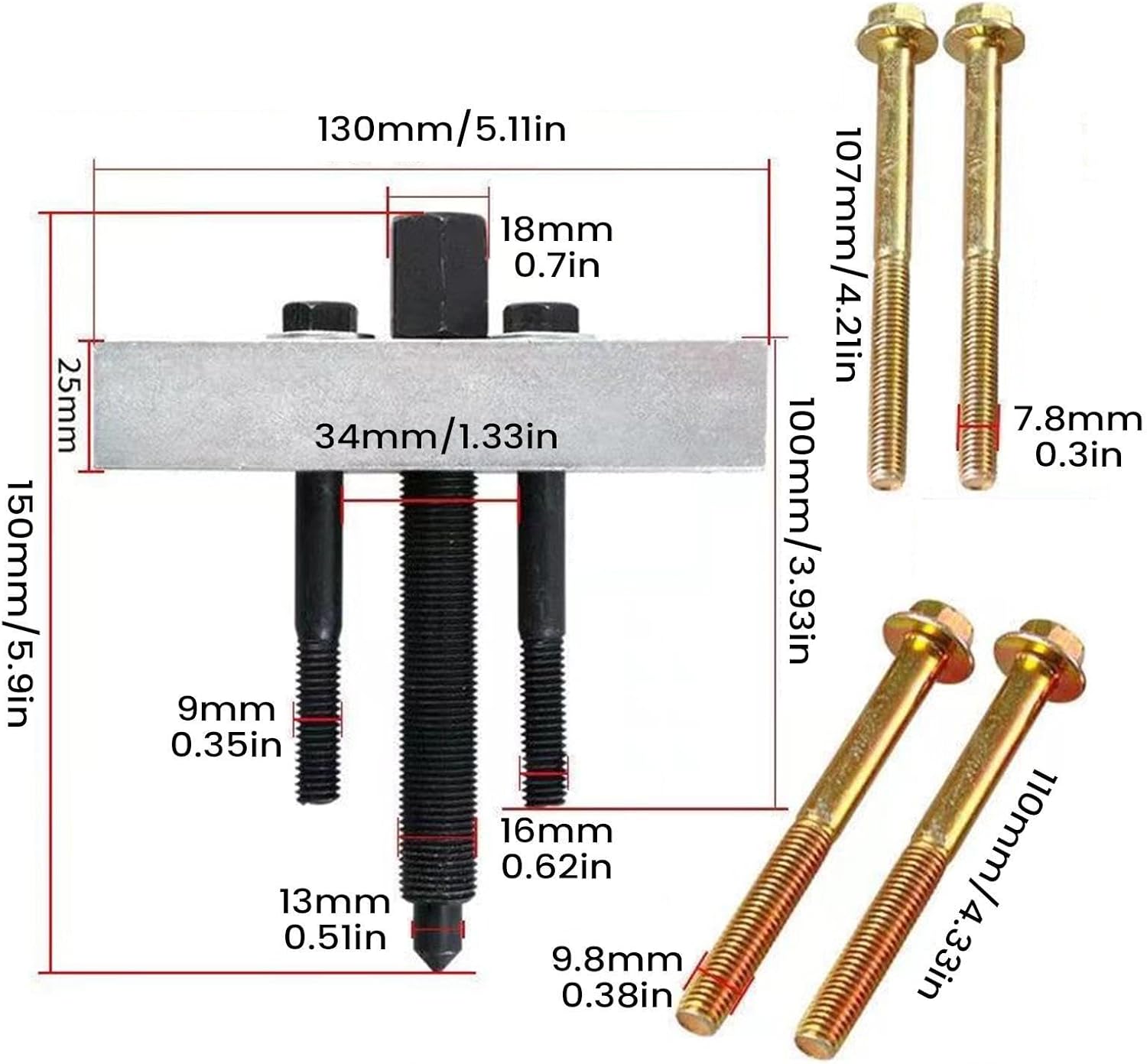 Crankshaft Pulley Removal Tool - Heavy-Duty Adjustable Tools | Crankshaft Pulley Puller Remover Kit,for Trucck SUV Sedan Vehicle Automotive AC Water Pump Gear Brake Bearing Shafts
