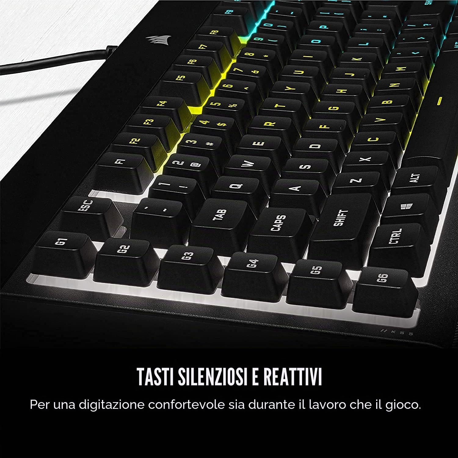 TECLADO (INGLES) CORSAIR K55 RGB PRO GAMING BACKLIT ZONED RGB LED RUBBERDOME