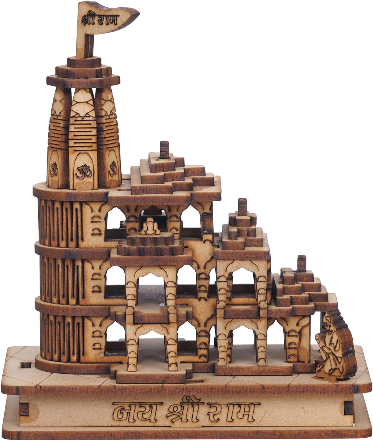 Webelkart Premium Ram Mandir Ayodhya Wooden Temple Beautiful Plywood Mandir Pooja Room Home Decor Office/Home Temple (Size-5)