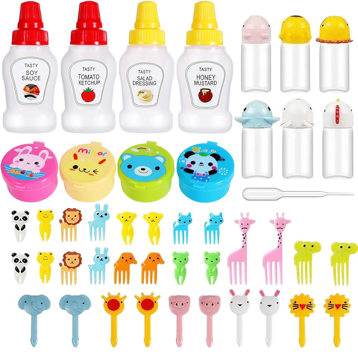 HASTHIP® 45pcs Set of Mini Sauce Bottle for Tiffin Fruit Fork for Kids Portable Sauce Dispenser Bottle Camping Dressing Bottles Fork for Kids Eating Sauce Jar Dressing Bottles Camping Cooking Set-image-47