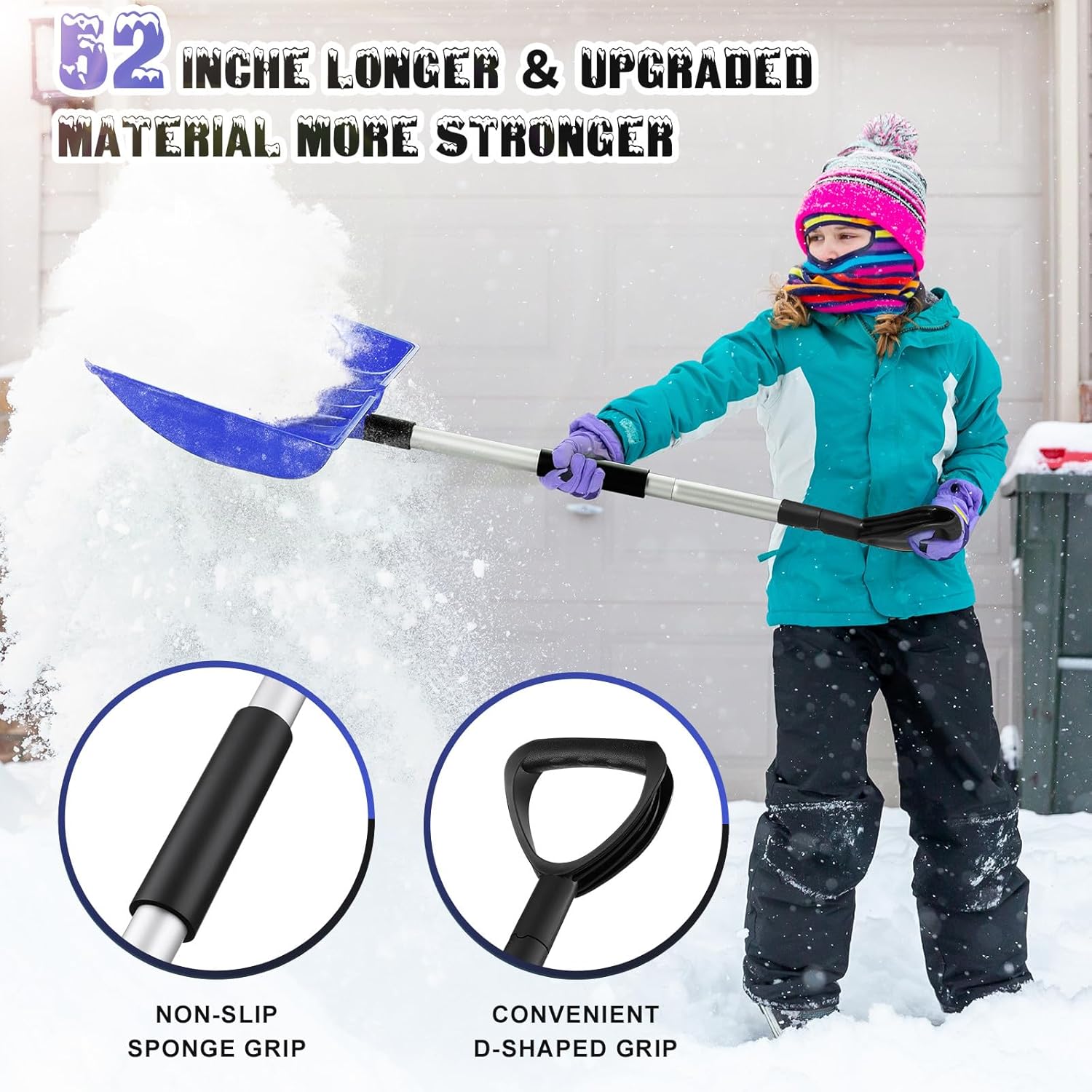 Ciieeo Snow Shovel with Ergonomic D-Handle - Portable Deep Scoop Shovel for Car Trunk Camping Snowmobile Driveway Lightweight Emergency Winter Tool for Snow Removal