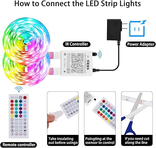 Miniatura 6 de Luces LED para dormitorio de 65.6 pies, tira de luces LED, sincronización de música, luces LED que cambian de color con aplicación y control remoto