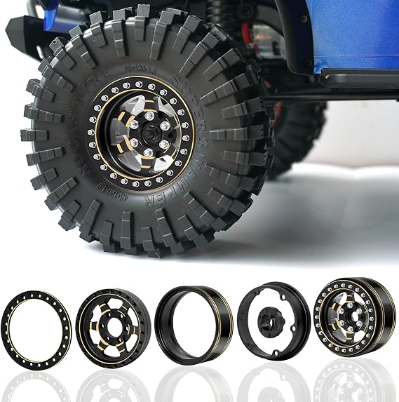 OGRC 1.9 Brass Wheels 238g Heavy Duty RC Crawler Wheels Beadlock Wheel Rim Hub for TRX4 TRX6 SCX10 Gen 8 7 D90 VS4-10 1/10 RC Crawler Car