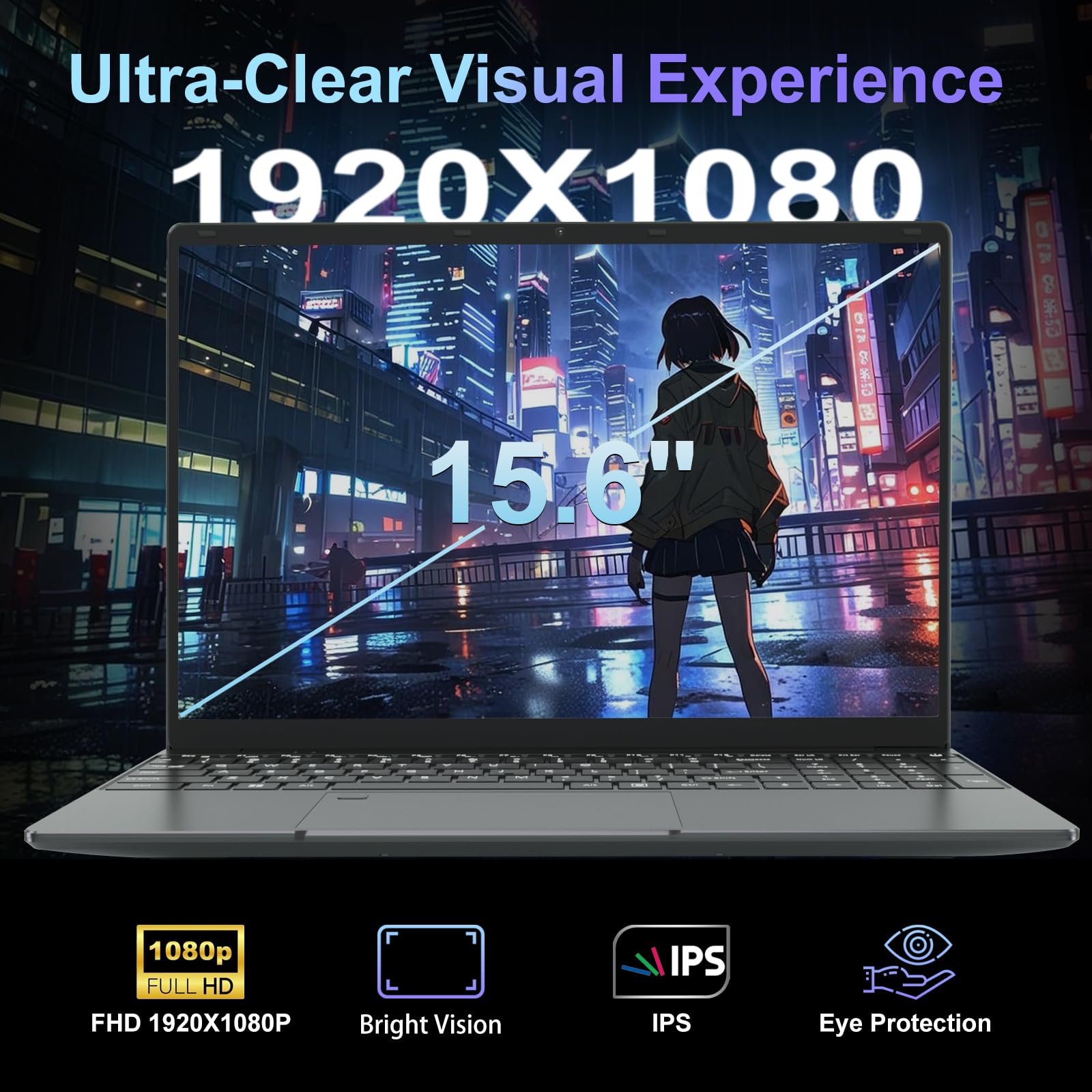PC portatile 15,6 pollici 16 GB RAM 512 GB SSD Celeron N5095, laptop FHD 1920 x 1080, WiFi Bluetooth, lettore di impronte digitali, laptop desktop per studio e lavoro, tastiera AZERTY con pellicola