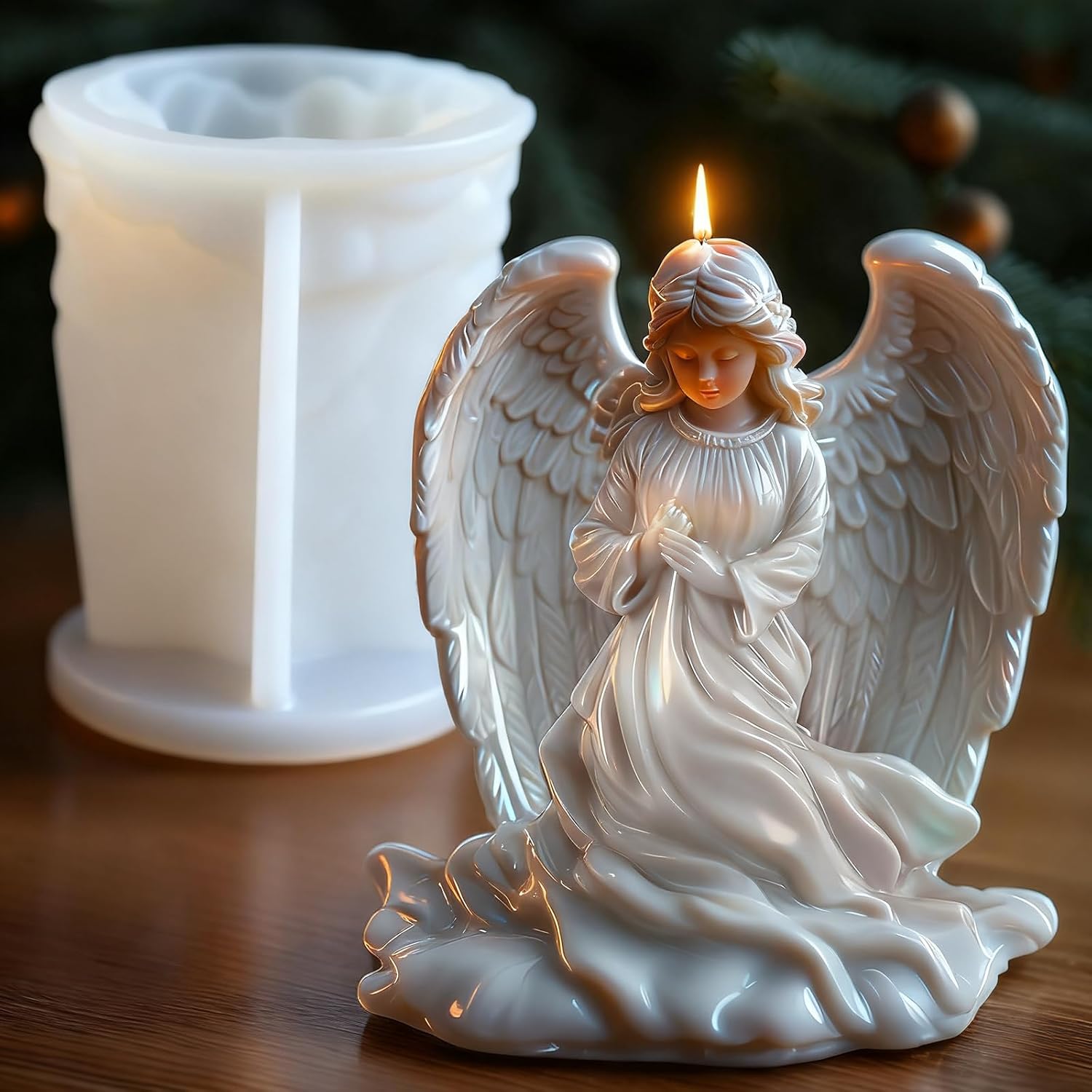 Angel Silicone Candle Molds Angel Silicone Molds Soap Molds Angel Baby Resin Casting Molds Large Angel Silicone Molds Praying Angel Girl for Candle Making Resin Aromatherapy Gypsum Wax Clay Craft