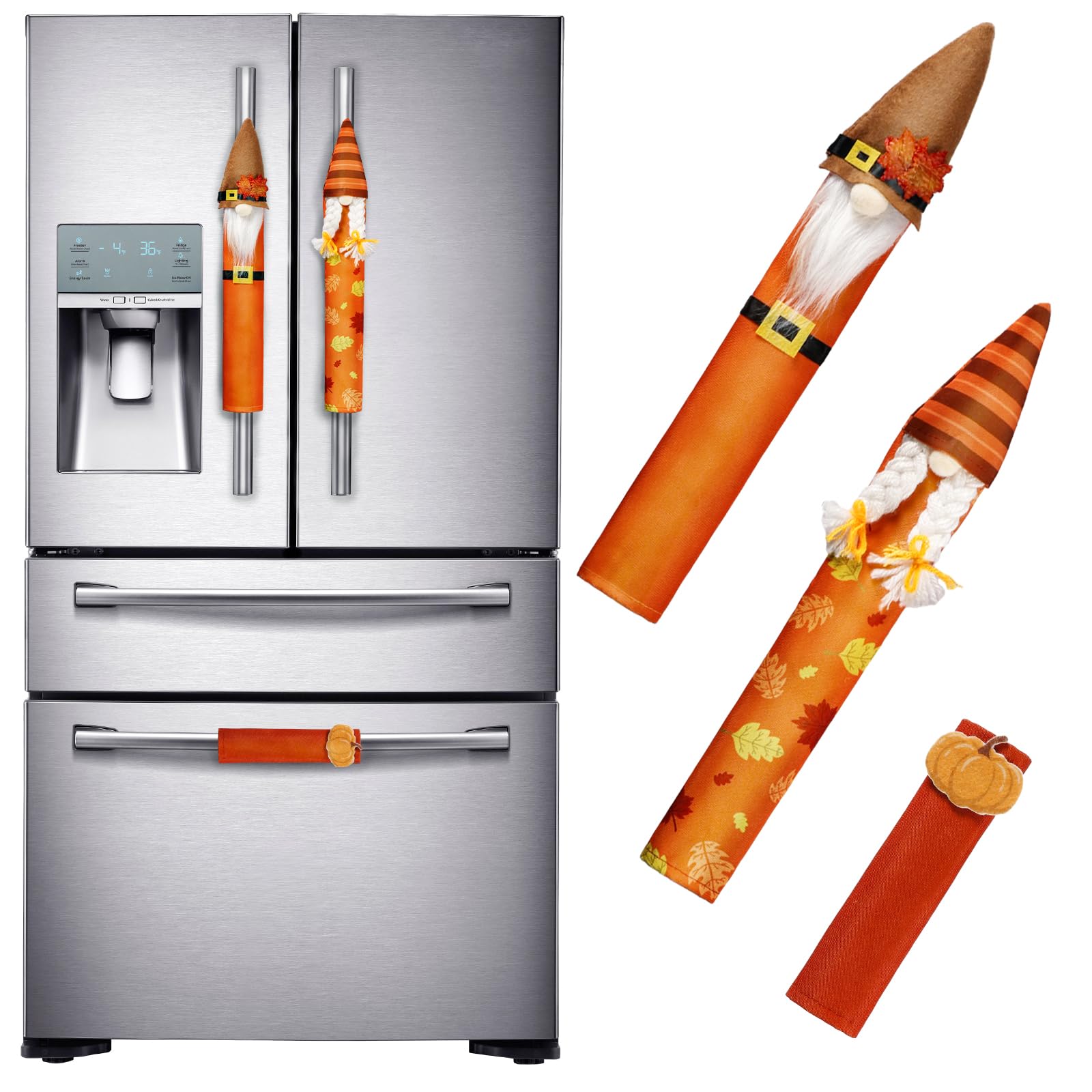 Fall Refrigerator Handle Covers Set of 3, Fall Fridge Handle Covers for Thanksgiving Gnomes Decor, Fridge Door Handle Cover Kitchen Appliance Handle Covers for Thanksgiving Decorations Indoor