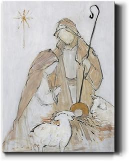 Renditions Gallery Holy Night Family Wall Art, Jesus Christ, Mary, and Joesph, Premium Gallery Wrapped Canvas Decor, Ready to Hang, 18 in H x 12 in W, Made in America Print