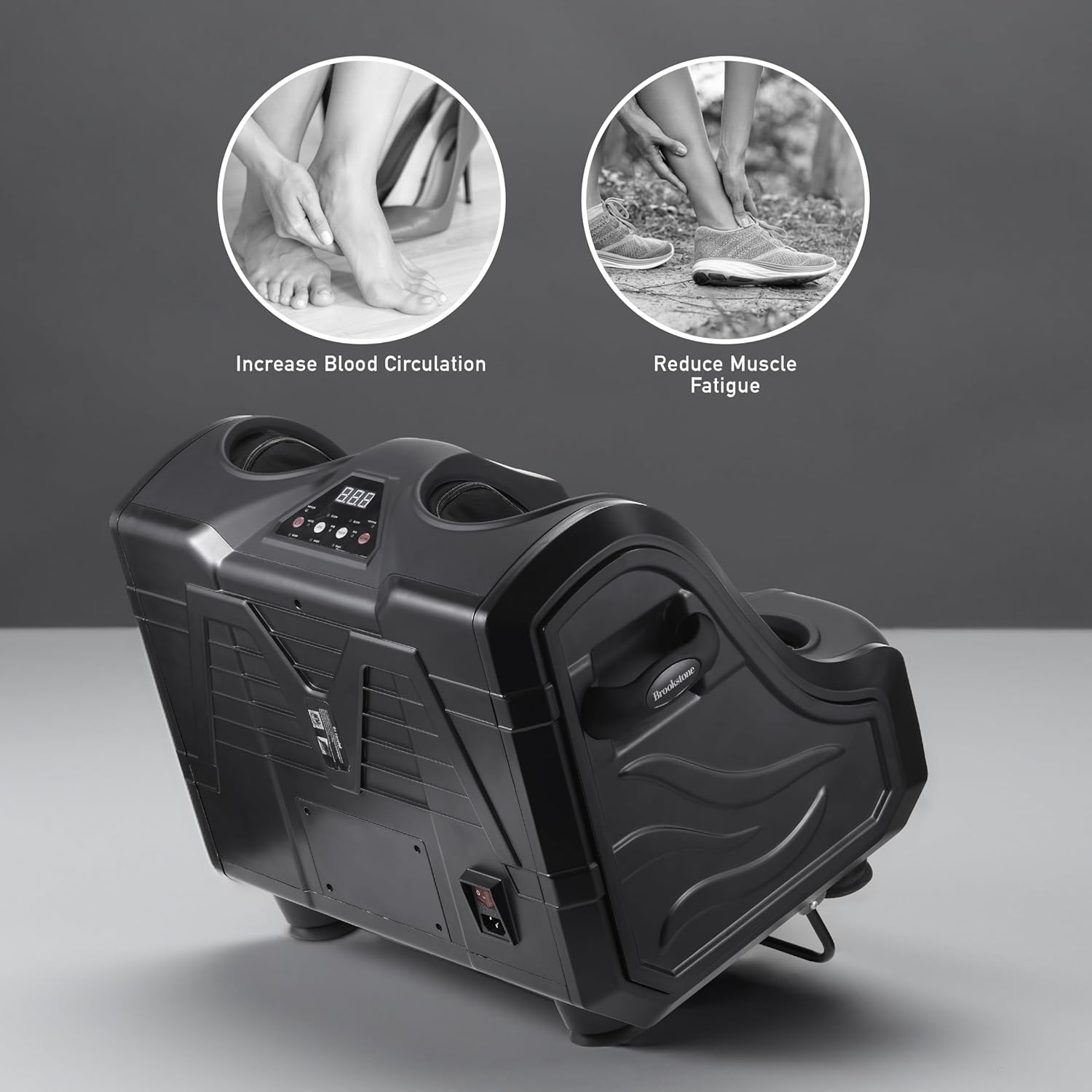 Brookstone Foot and Calf Massager with Heat Adjustable Intensity, Deep Tissue Relief & Circulation Support