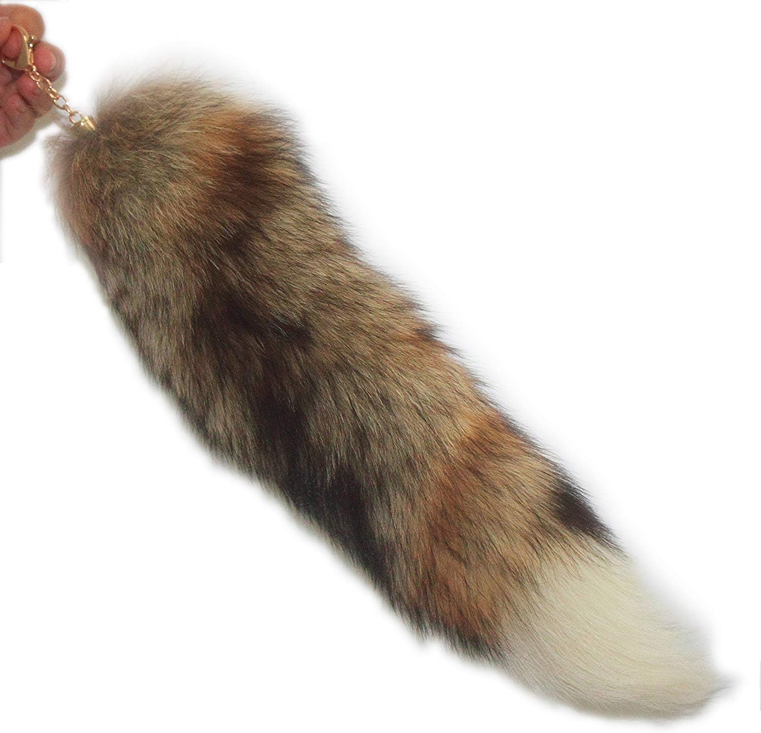 15-16in Authentic Swift Fox Tail Fur Clip On Handbag Accessories Key Chain Ring Hook Tassels Natural Color Grassland Fox Vulpes Velox Cosplay