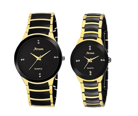 Arum Analogue Black Dial MenS And WomenS Watch Aw-0052