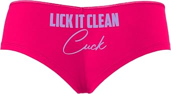 Knaughty Knickers Lick It Clean Cuck Creampie Hotwife Swinger Shared Hot Pink Boyshort Panties With Adult Design