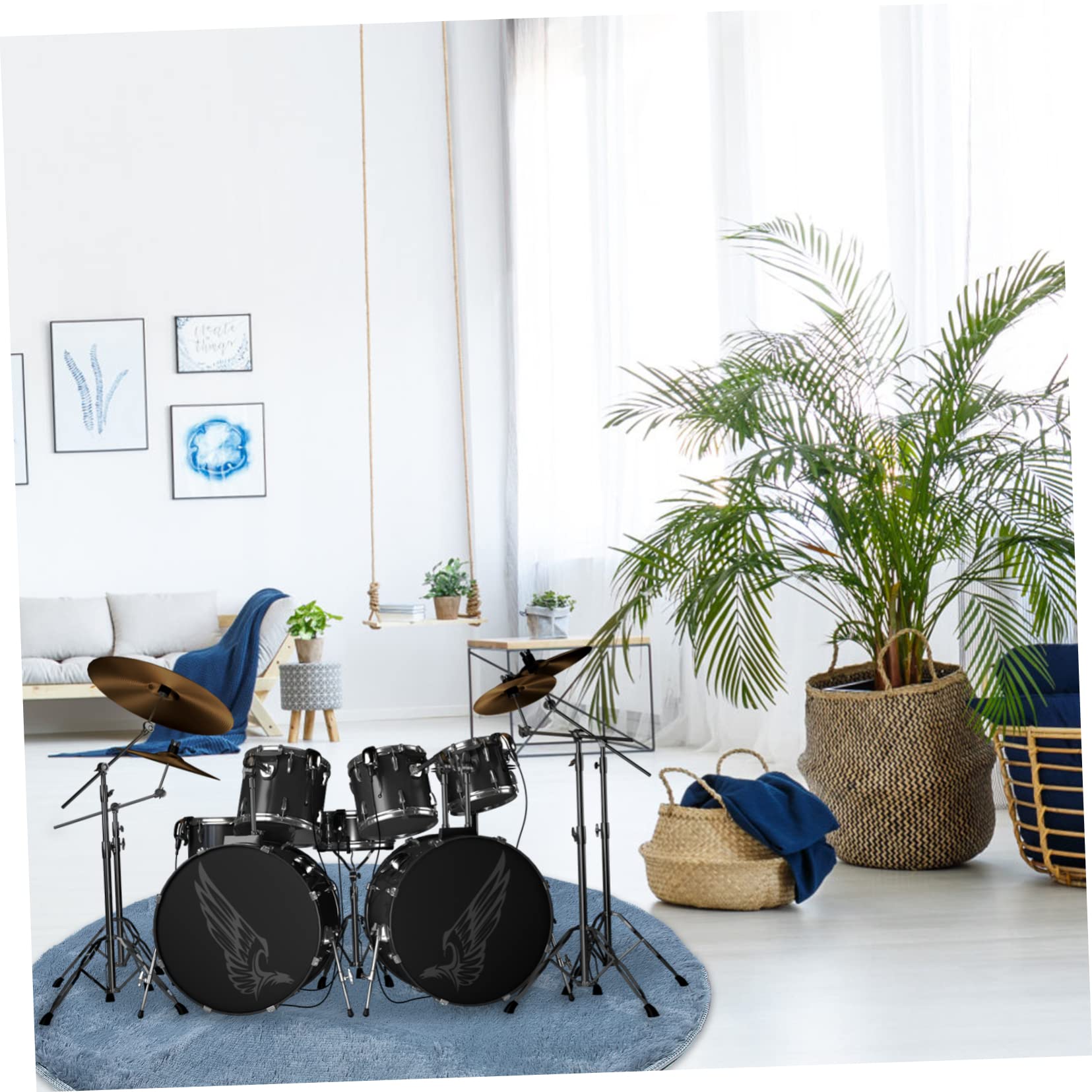 rutschfeste Drum Matte aus Polyester und Plüsch für Schlagzeug mit Schallschutz und Echoverminderung für Kontrollräume und Büros 1,2 Meter Groß