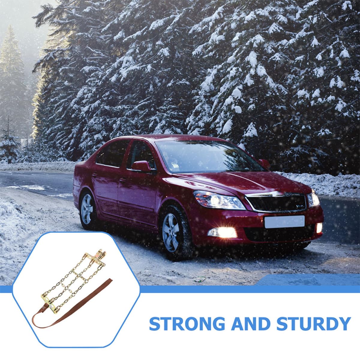 Cadenas Antideslizantes Fácil Instalación 2 Piezas para Neumáticos de Coche de Acero Reforzado para Terrenos Difíciles y Nieve