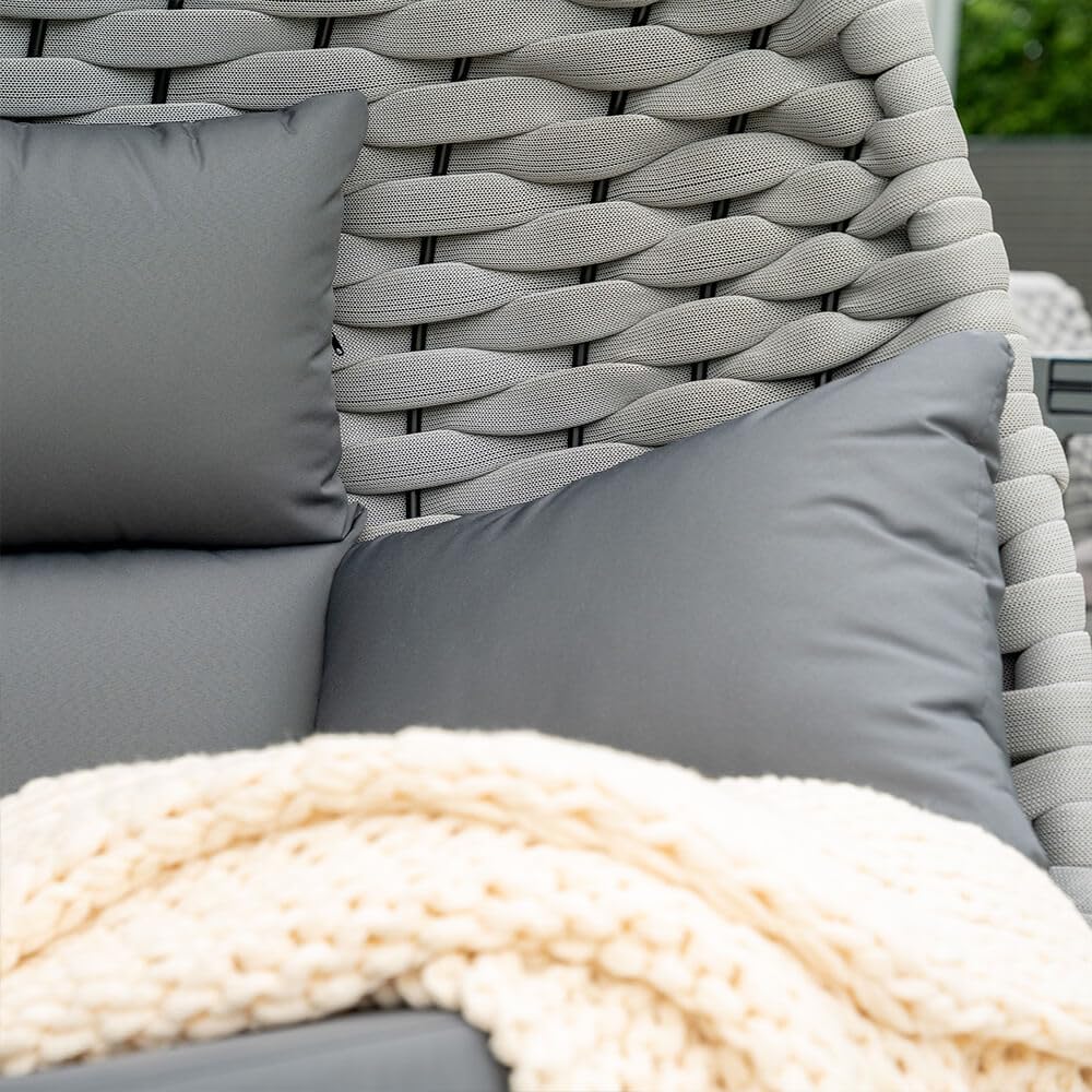 HOME DELUXE Poltrona sospesa in corda intrecciata CADEIRA grigio chiaro – 2 posti | poltrona sospesa con corda corda corda di corda