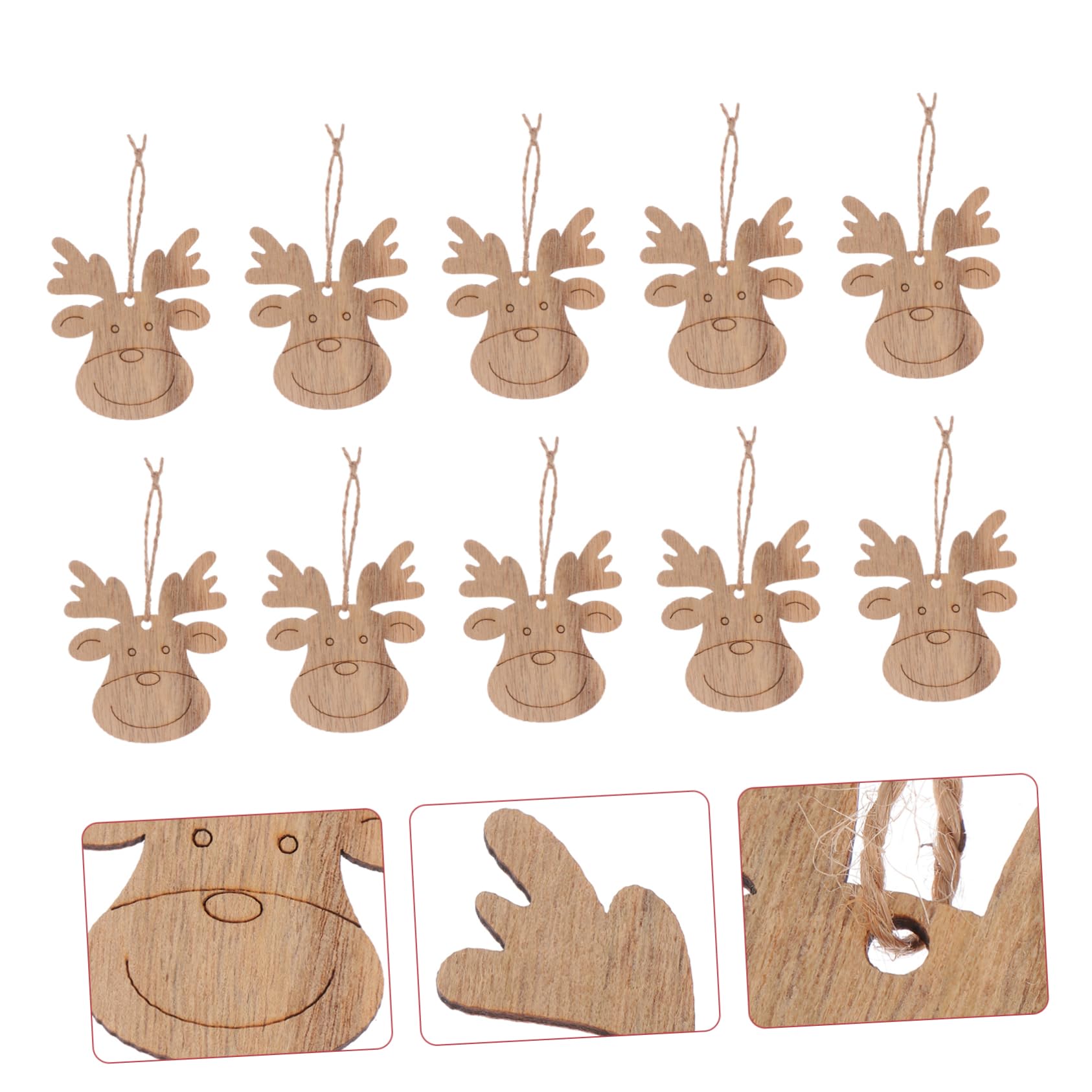 SHINEOFI Decorazioni Natalizie Adatte per Graffiti in Legno 20 Pezzi a Forma di Renna Spago, Fette di Legno Grezze e Regali per Ragazza per Progetti Diy