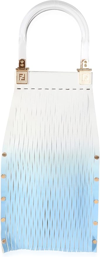 Pre-Loved Blue Gradient Laser Cut Patent & Suede Sunny Top Handle Bag, Blue