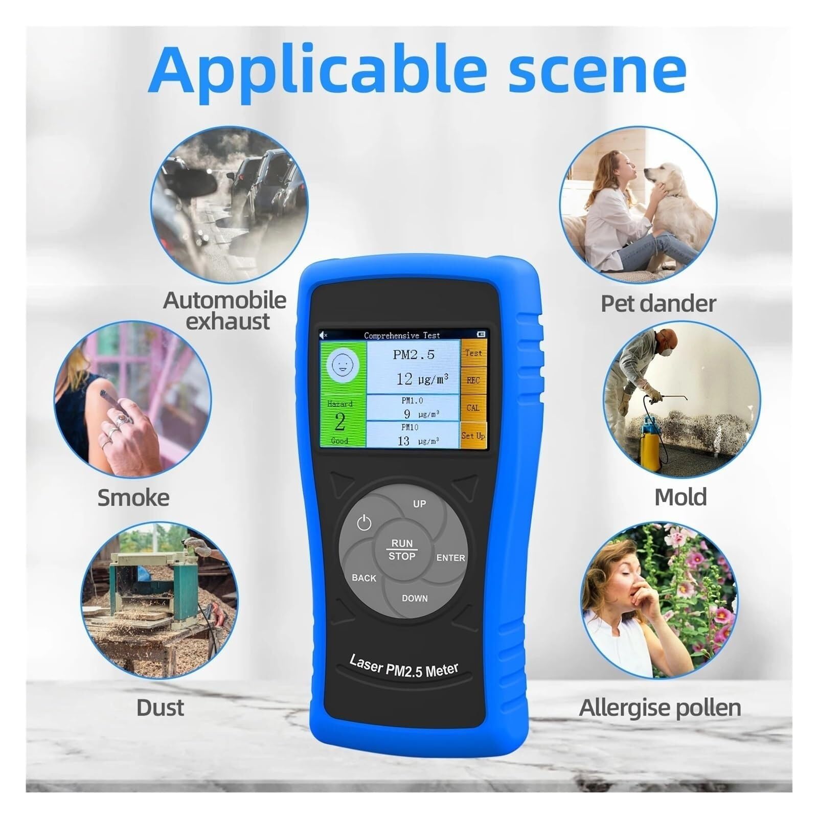 Detector De Gases, Detector De Gas Digital Partículas Aire BT-5800M PM2.5 PM10 Medidor Calidad Alarma Recargable para El Trabajo Y Hogar
