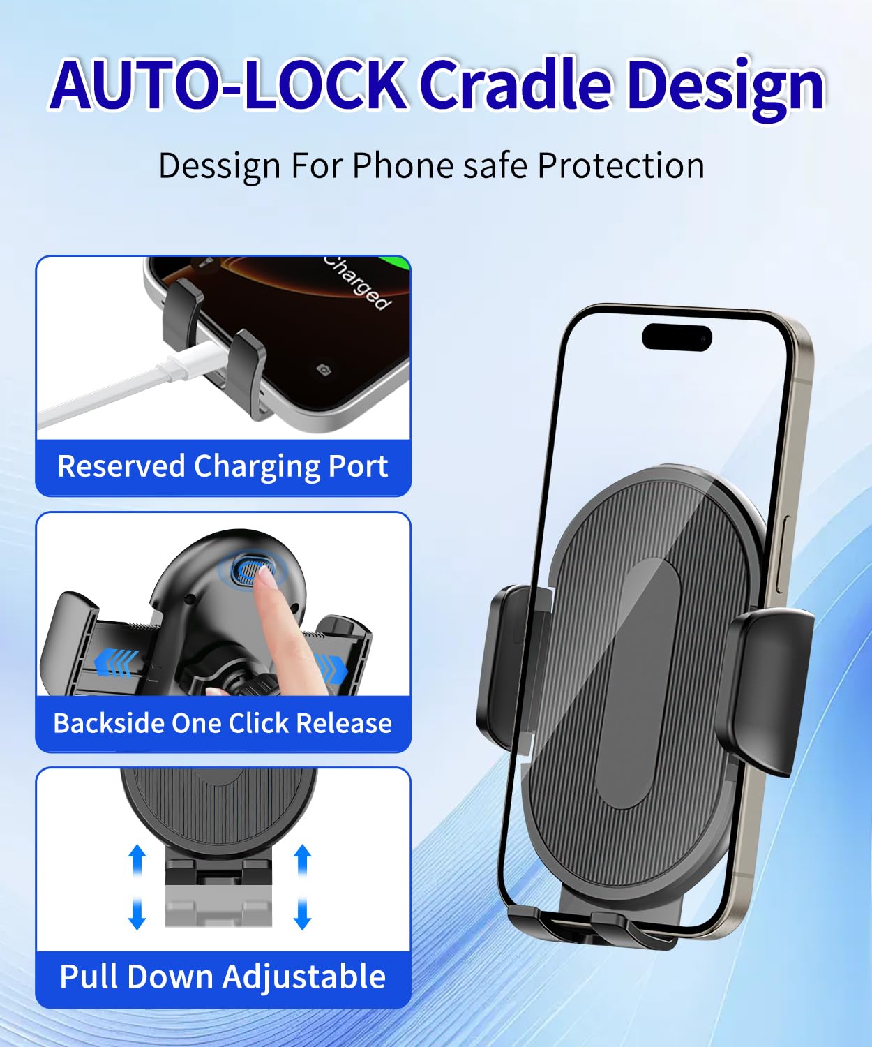 Soporte para teléfono de coche para Volkswagen 2009-2017 CC / 2006-2010 Passat Auto Accesorios, colocación y selección con una sola mano, rotación de 360°, manos libres, para teléfonos de