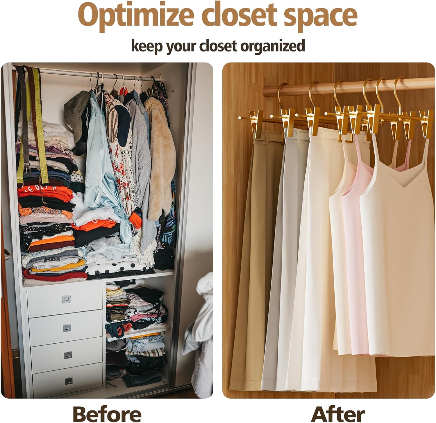 Matte Gold Aluminum Pants Hangers with 360°Swivel Hooks & Non-Slip Adjustable Clips, Lightweight, Durable, Space-Saving Closet Organizer for Trouser, Skirts, Jeans, Scarf, Kids&Adults, 10 Pack - Image 7