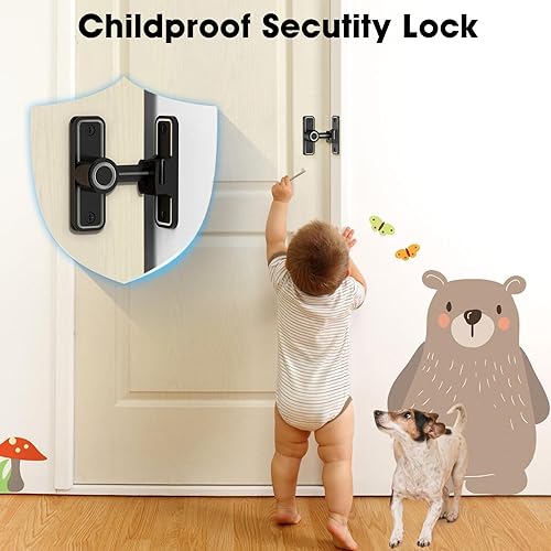 Miniatura 14 de Cerradura de puerta corrediza de granero, cerraduras de 90 grados para puertas de granero, pestillos de puerta abatible para granero, jardín, baño