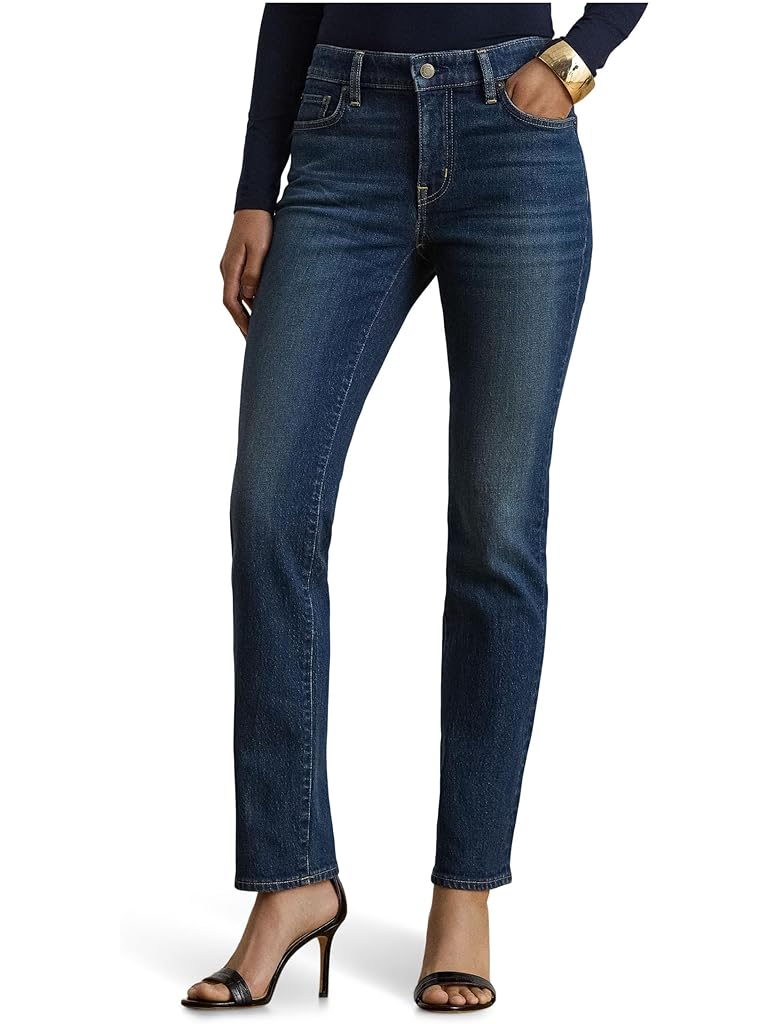 Black Lauren Ralph Lauren Mid-Rise Straight Ankle Jeans