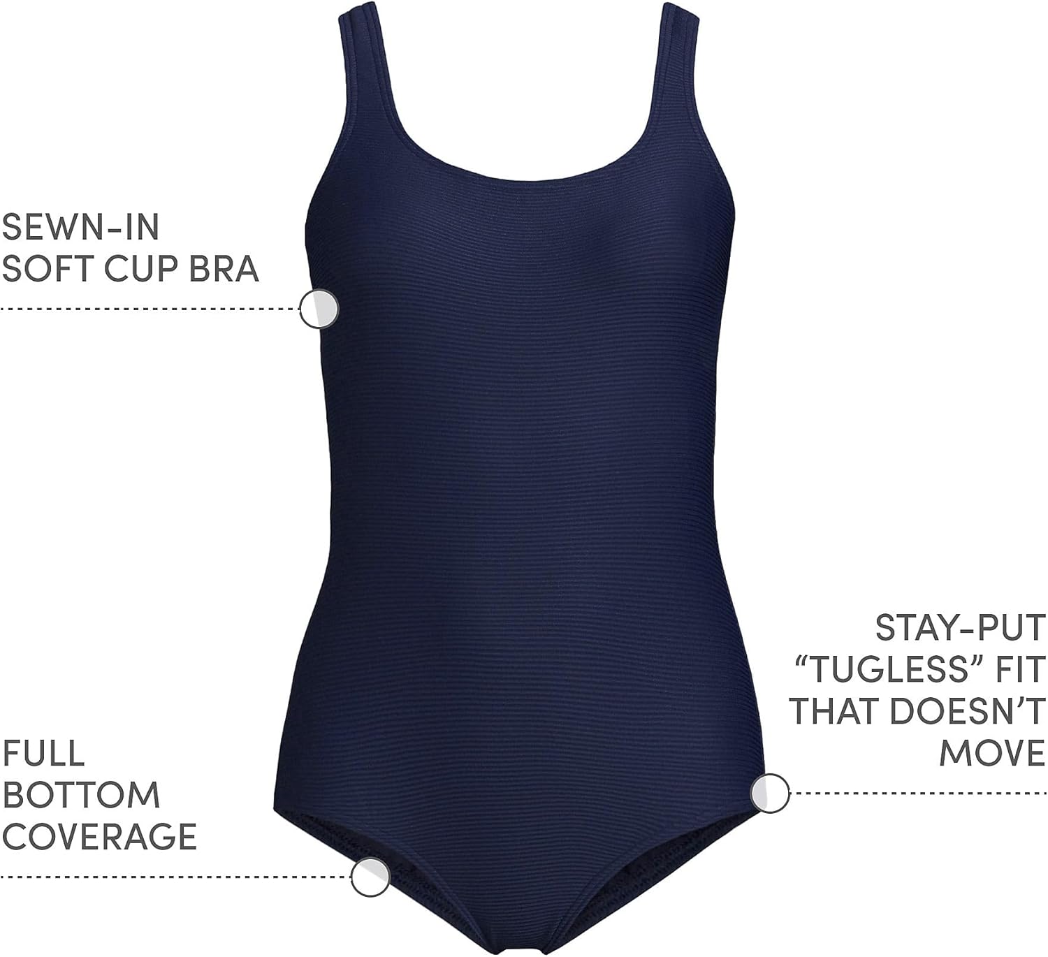 Lands' End レディース 耐塩素ソフトカップ タグレス スポーティ