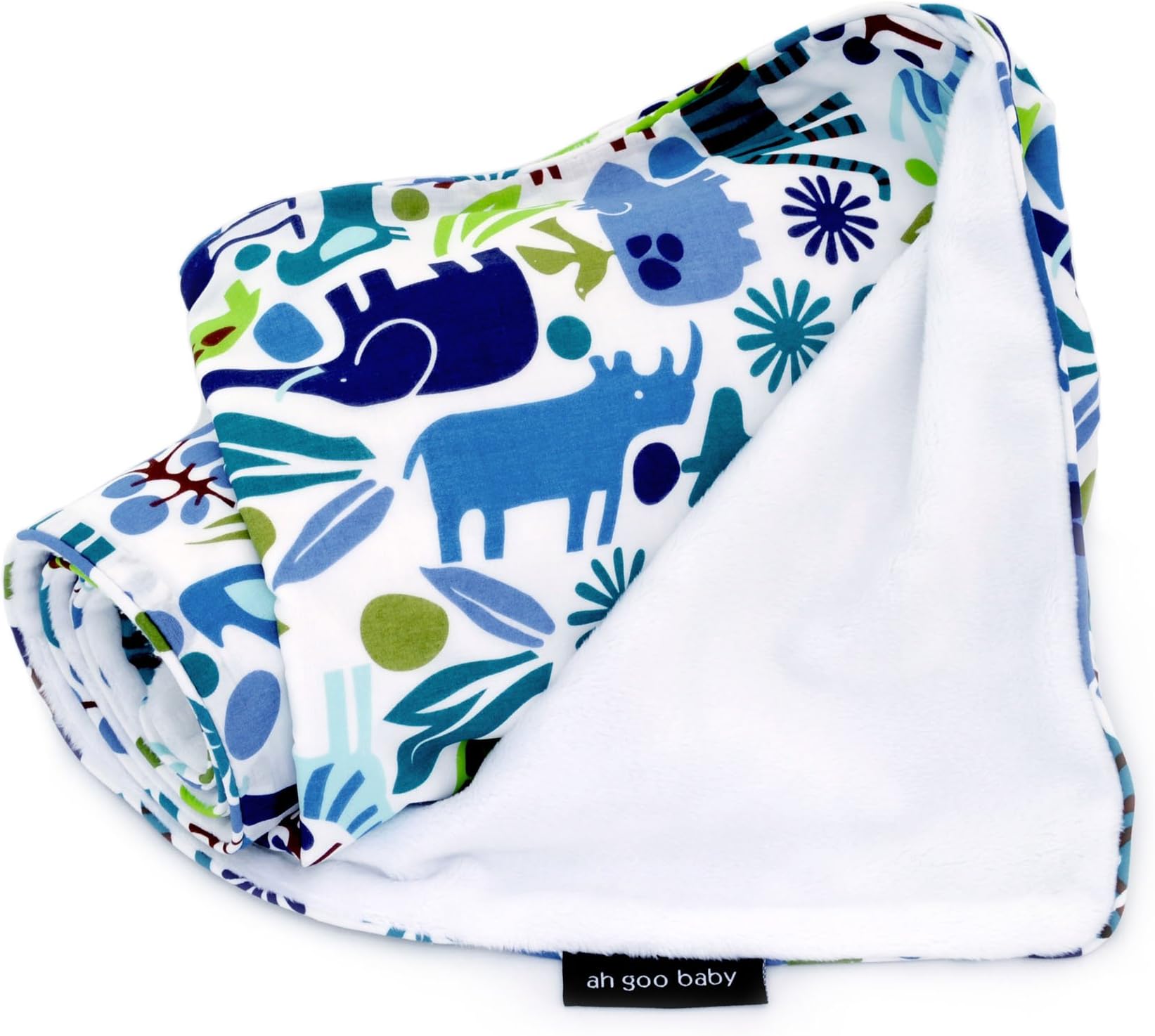 Ah Goo Baby The Stroller Blanket, Soft Minky and 100% Cotton 41\x 30, Zoo Frenzy Pattern
