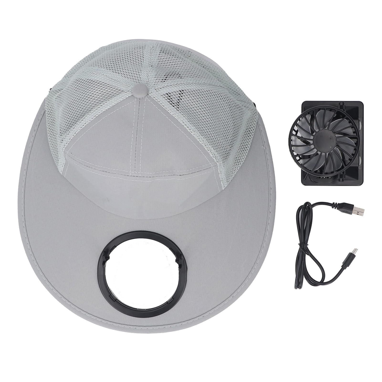 CAPPELLO VENTOLA SOLARE VENTOLA RAFFREDDANTE CAPPELLO DA SOLE ESTIVO PER LAVORO ALL'APERTO PESCA GRIGIO CHIARO