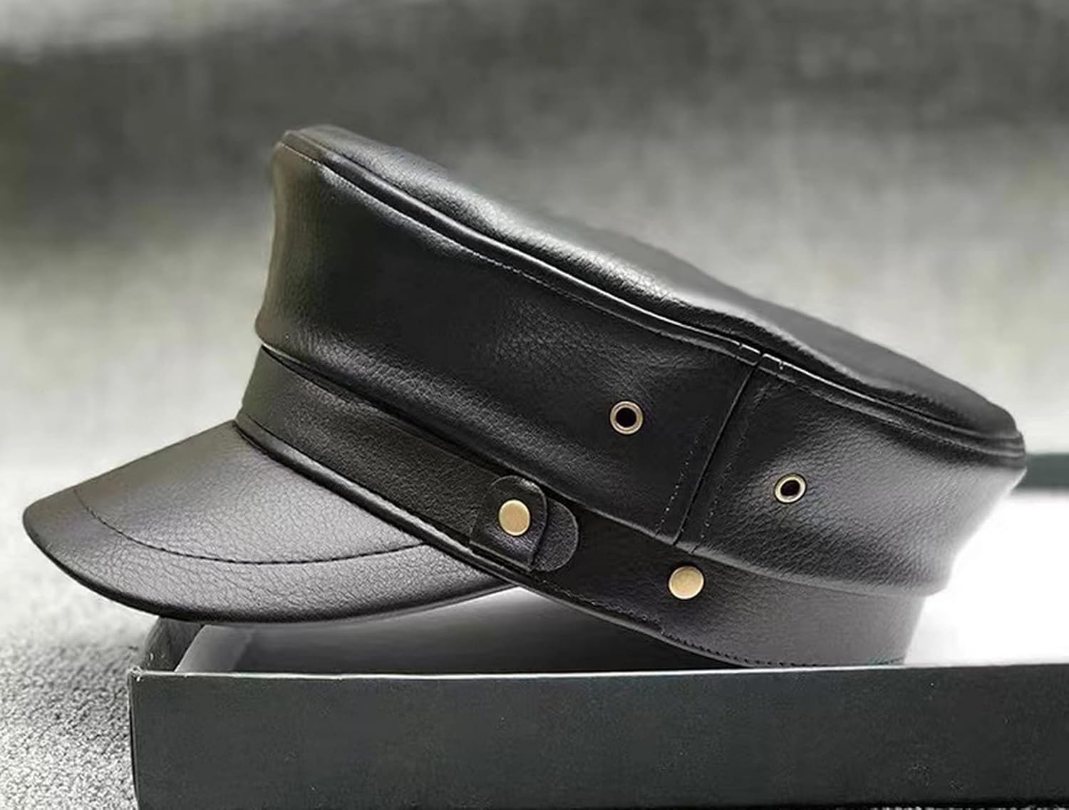 Brcus Women Yacht Captain Sailor Hat PU Newsboy Cabbie Baker Boy Peaked Beret Cap - Image 3