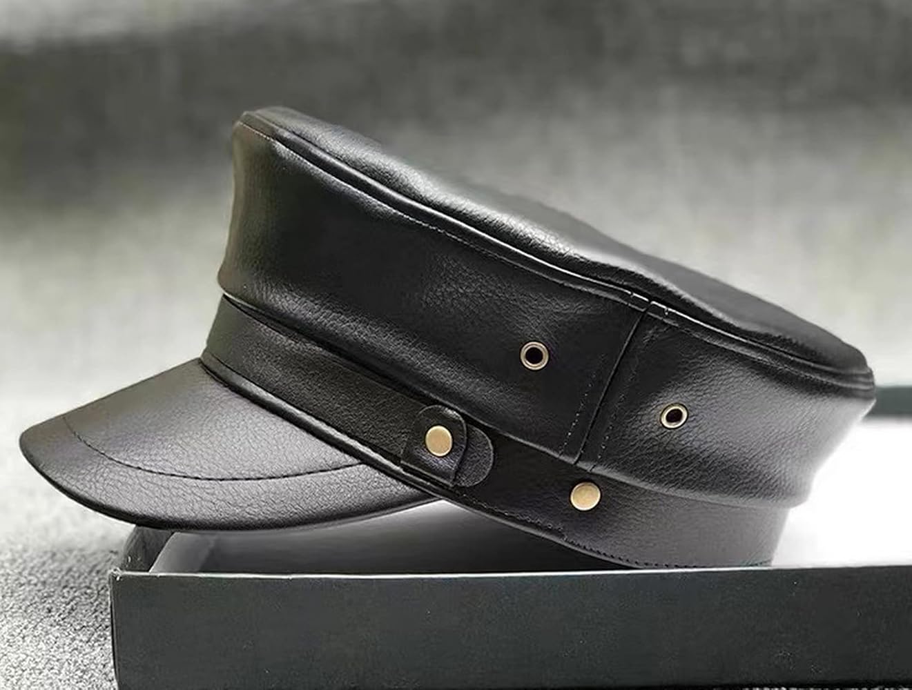 Brcus Women Yacht Captain Sailor Hat PU Newsboy Cabbie Baker Boy