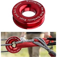 Winch Snatch Recovery Ring, 66000 Lbs Break Strength Pulley Towing Ring for Soft Shackle & Synthetic Rope, Heavy Duty Snatch Block Rings Exterior Accessories for ATV UTV SUV Red
