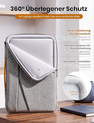 DOMISO Laptop Bag Laptop Bag Notebook Sleeve Case Bag Protective Case Compatible with 15 Inch MacBook Air M4 M3 M2, MacBook Pro, 14-15 Inch HP Dell ASUS Lenovo, Laptop Case Women with Handle, Grey - 2