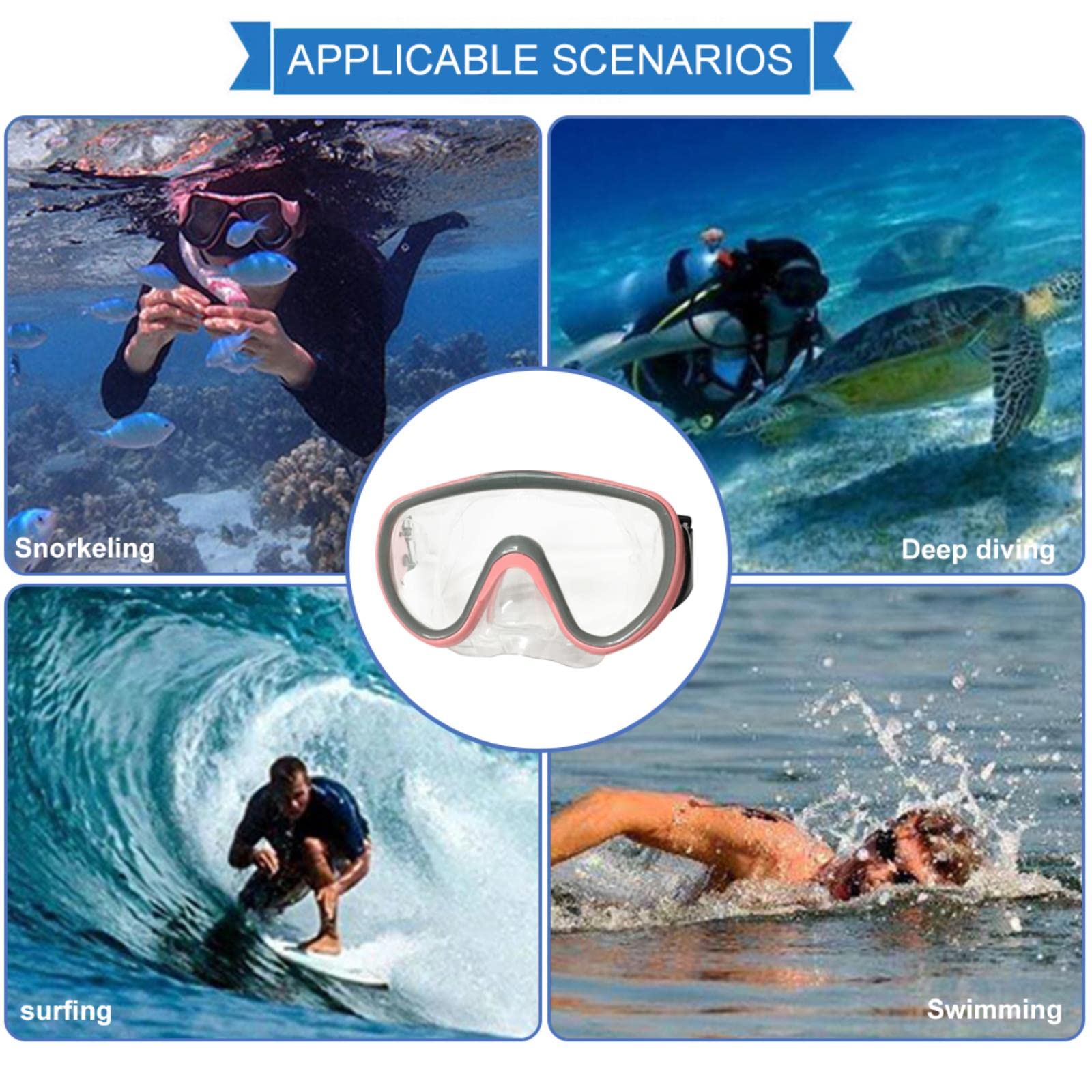 Schwimmbrillen, Anti-Rutsch-Schwimmbrille for Erwachsene, Wassersport, Tauchen, Schnorcheln, Taucherbrille, Schwimmzubehör