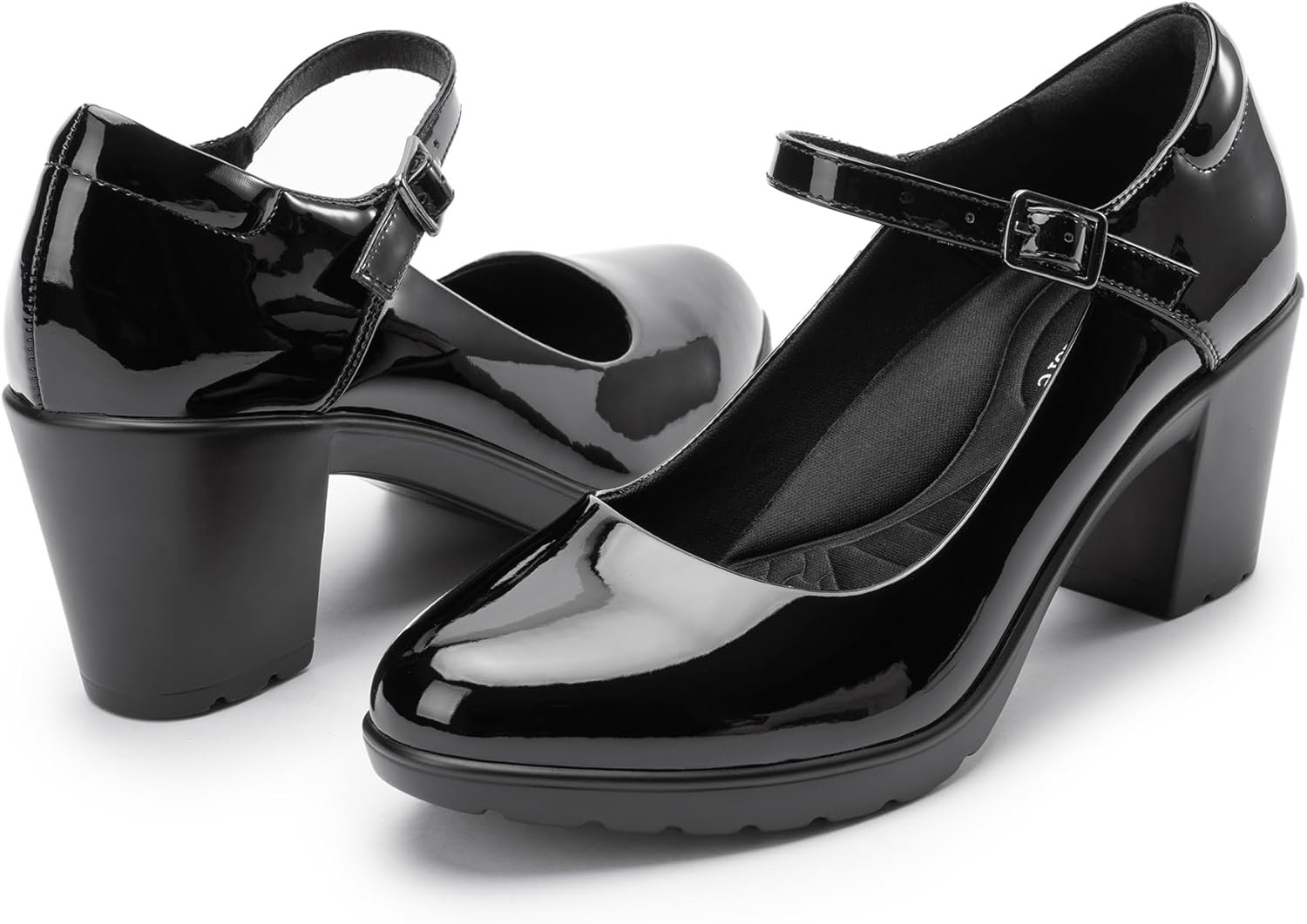 Mary Jane Heels with Arch Support, Closed Round Toe Chunky Pumps for Women, Comfortable Block Heel Dress Shoes