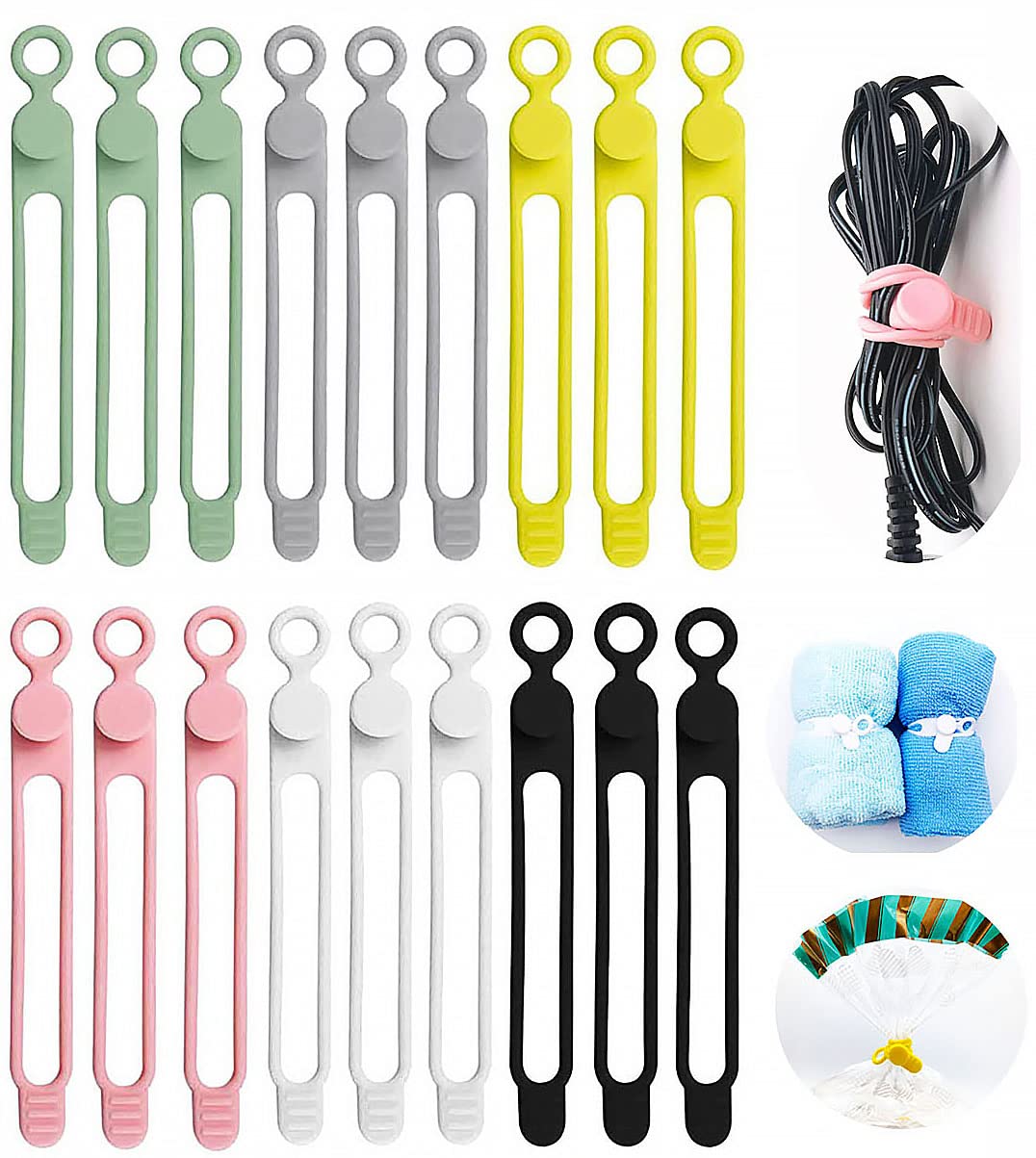 Wiederverwendbare Silikon-Kabelbinder – 10 Stück, 5 Farben, Beschreibbar, Verstellbar, Für Kabel & Organisation