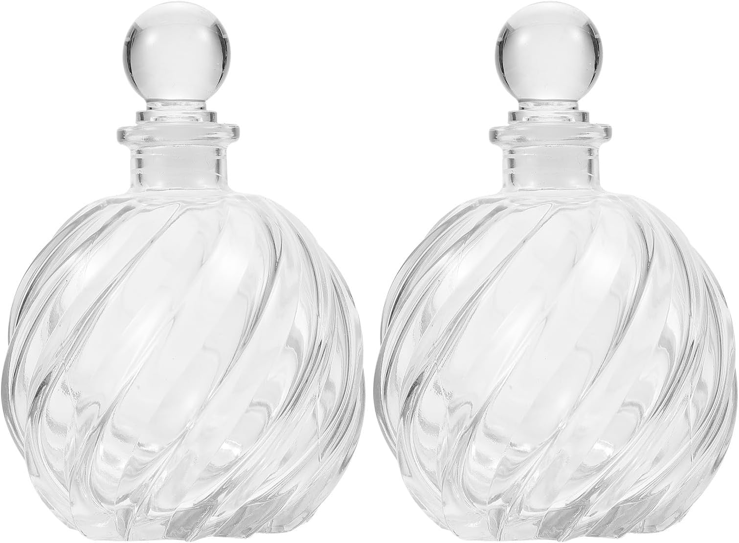 Lurrose Set of 2 250ml Home Aroma Glass Bottles for Reed Diffusers, Aroma Essential Oil Diffuser Bottles, Reed Diffuser Bottles, Stylish Glass Containers, For Rooms, Standing, Refills, Transparent