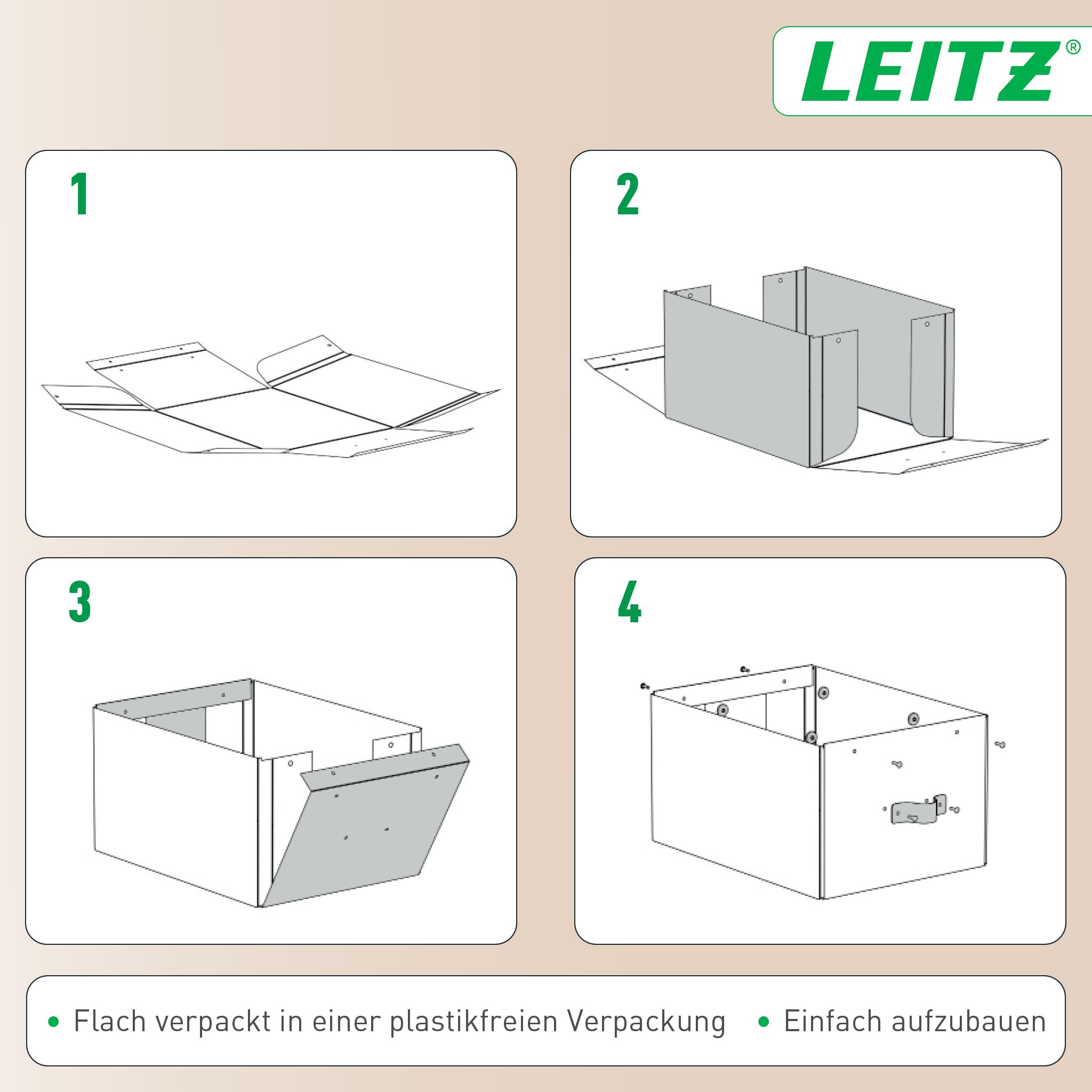 Leitz Puro Aufbewahrungsbox mit Deckel, Medium, 2er-Set, Box 17 L, stapelbar, Organizer-Box für Regale und Schränke, FSC-Karton, für Büro und Home Office, 26 x 35 x 20 cm, Schwarz, 61490095