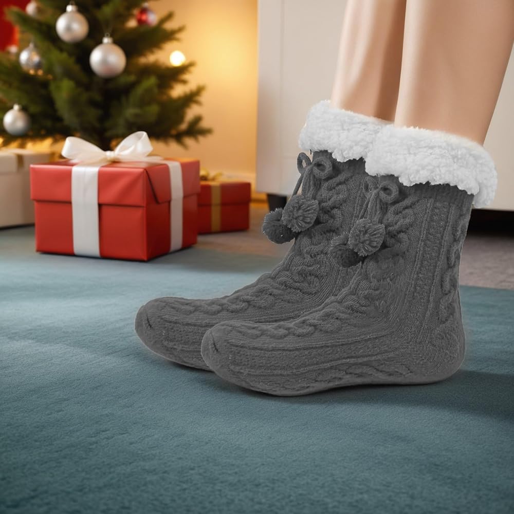 Lot De 12 Chaussettes De Noël Pelucheuses Pour Femme - Chaussettes De Noël Pelucheuses Mignonnes - Chaussettes Pelucheuses Pour Noël - Chaudes, Douces Et Confortables - Taille Moyenne, Multicolore