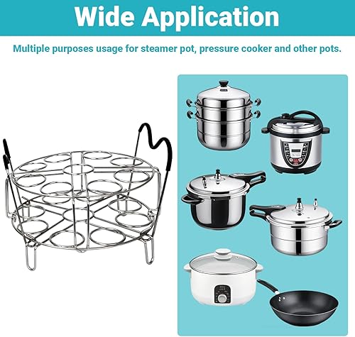 Miniatura 6 de Instant Pot - Estante apilable para huevos de acero inoxidable 304, capacidad para 18 huevos, asas resistentes al calor, se adapta a ollas a presión