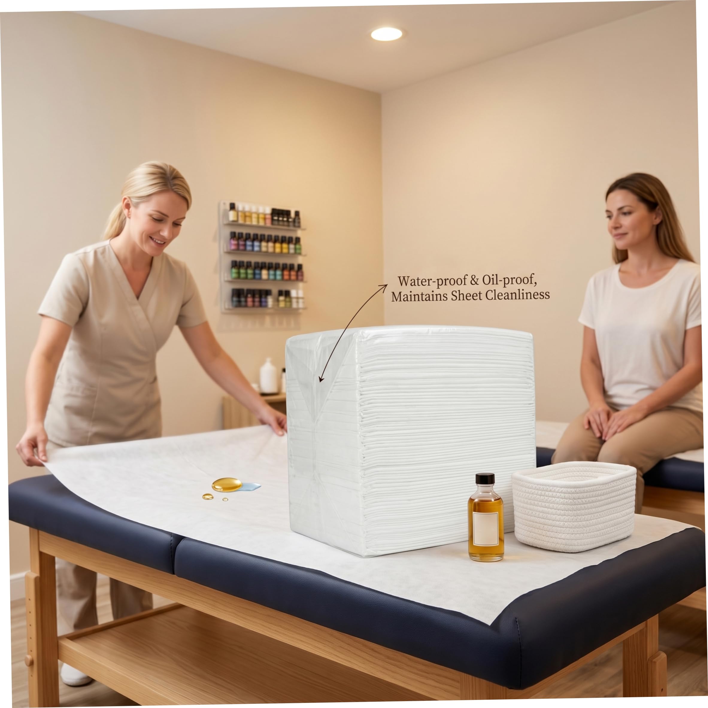 100 Sábanas Desechables, Funda de Cama de Masaje Impermeable a Prueba de Aceite con Sábanas No Tejidas con Orificio para la Cara para Salón de Belleza Spa, 31.5x71 Pulgadas, Desechables