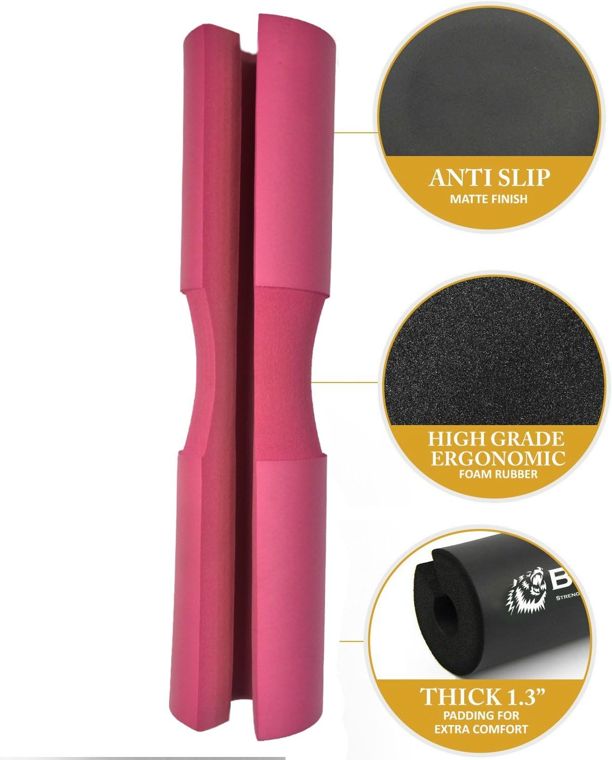 BEAR Strength & Conditioning Next Generation Squat Pad, Comfortable Barbell Sponge for Hip Thrusts, Squats and Lunges