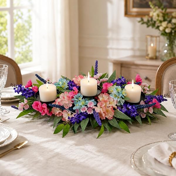 Charming Kitchen Table Centerpiece Ideas for Everyday Style 224 Spring Floral Candle Holder Arrangement