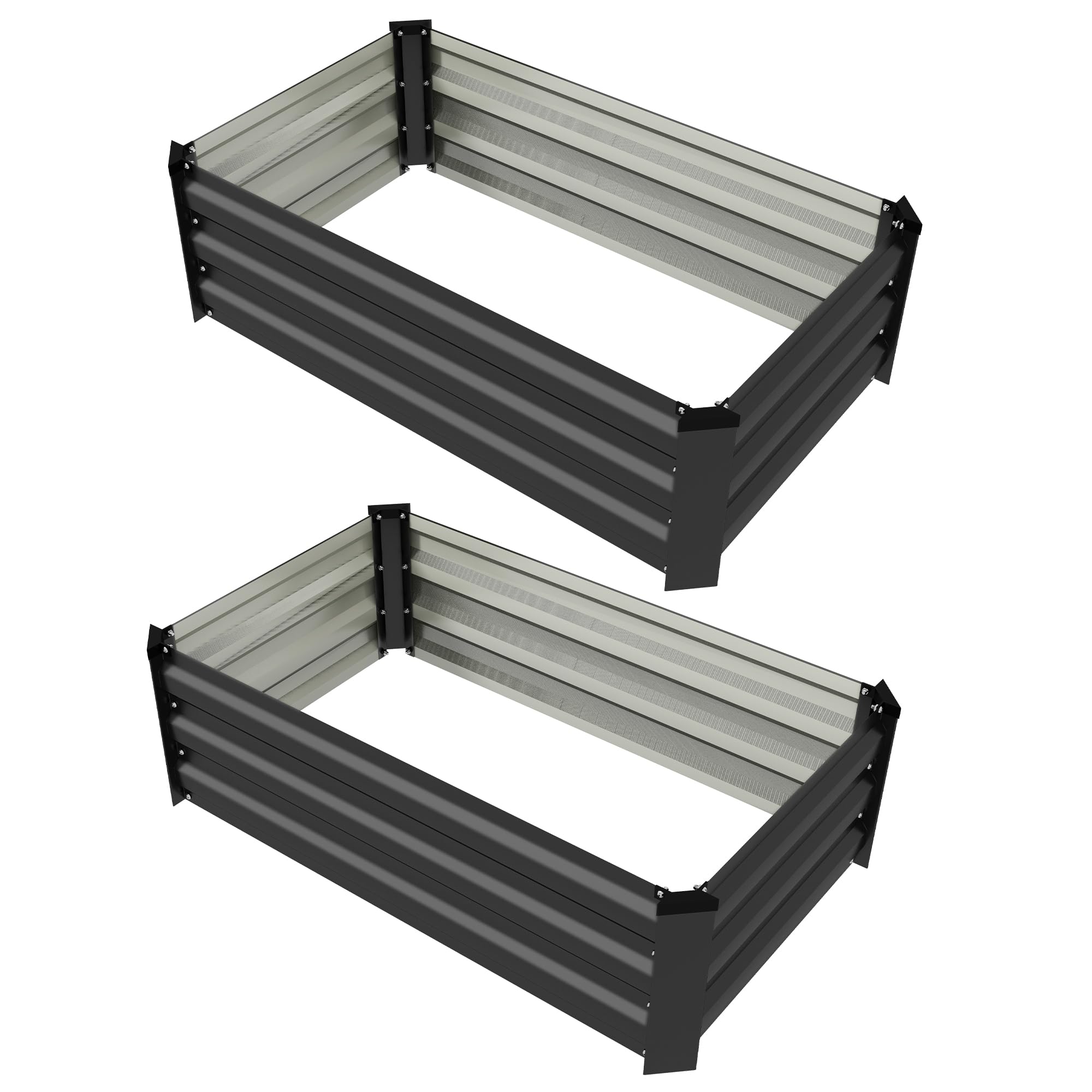 Outsunny Juego de 2 Jardineras de Exterior de Acero Maceteros Grandes de Exterior Huerto Urbano Rectangular para Cultivos Plantas Flores para Patio Jardín 100x60x30 cm Gris Oscuro